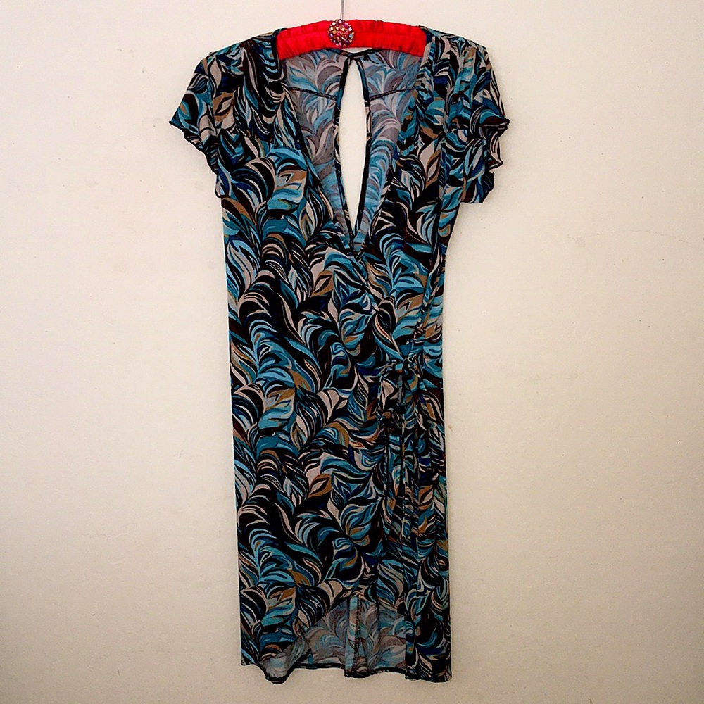 CUTE APT 9 DRESS SIZE M/L turquoise and brown- high/low style